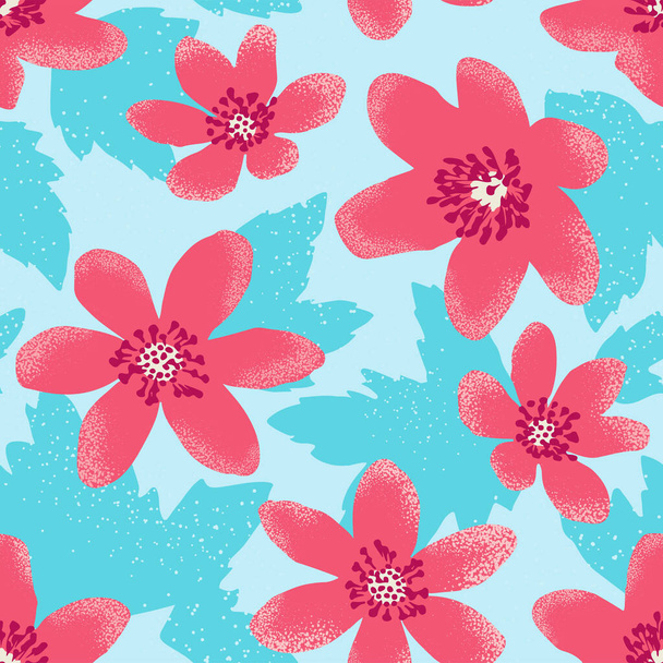 Contemporary floral and polka dot texture seamless pattern - Vector, imagen