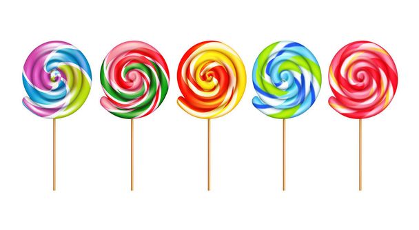 Lollypops colorido conjunto realista - Vector, Imagen