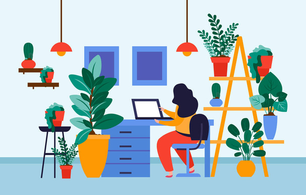 Home Office Plants Composition - Vector, Image