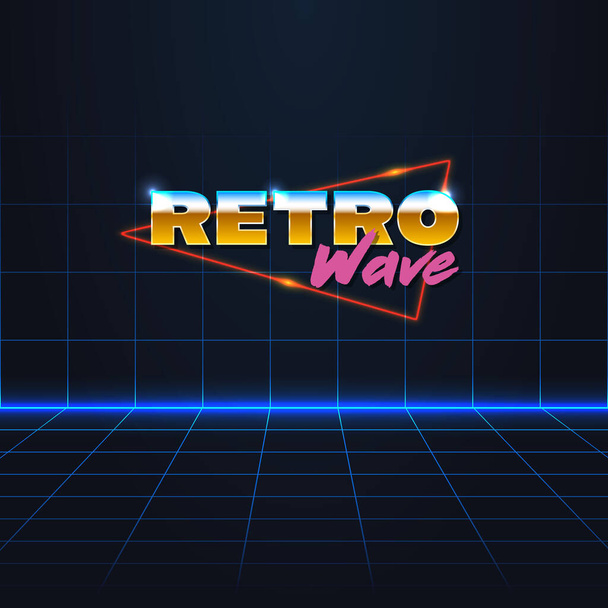 colorful simple vector illustration in retro futurism style of headline signboard text retro wave - Вектор,изображение