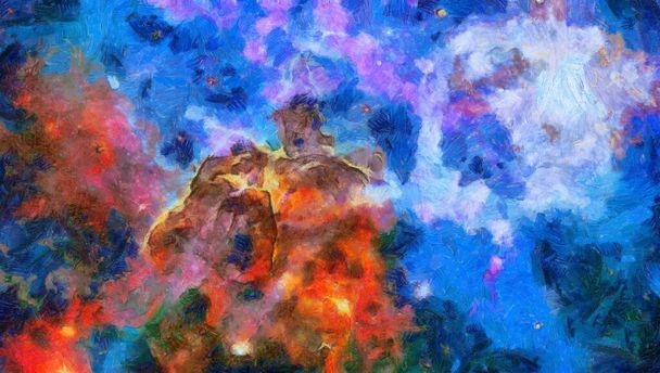 Abstrakti värikäs akvarelli tausta. tilaa käsin maalattu akvarelli tausta. abstrakti galaksimaalaus. kosminen rakenne tähtien kanssa - Valokuva, kuva