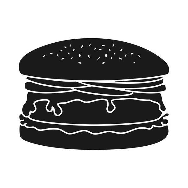 Hamburger with beef and cheese on the burger bun food vector - Vector, Image