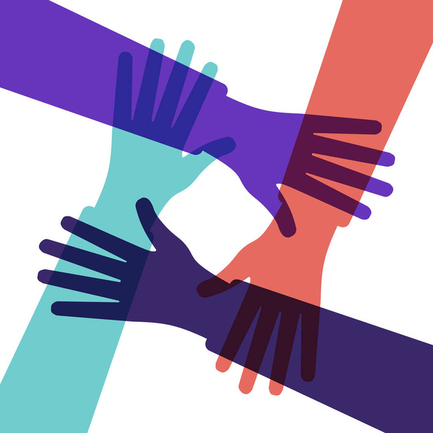 Ruce různorodé skupiny lidí dohromady. Spolupráce, spolupráce, partnerství, dohoda, týmová práce, eps 10 - Vektor, obrázek