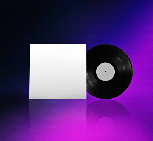 A minimal 3D illustration template layout, to use your own vinyl LP cover (3D rendering) - 写真・画像