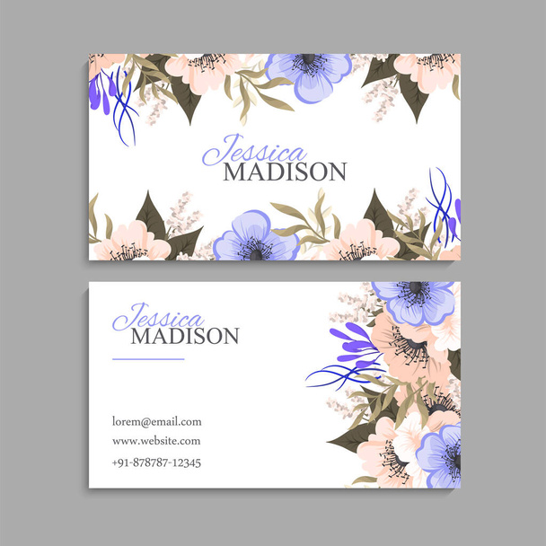 Flower business cards purple flowers - Vector, Imagen
