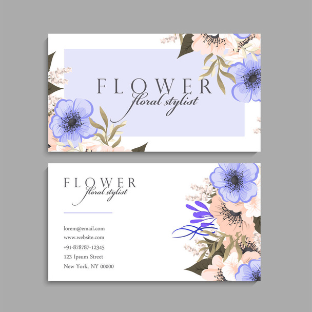 Flower business cards purple flowers - ベクター画像