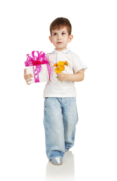 Boy with gift - 写真・画像