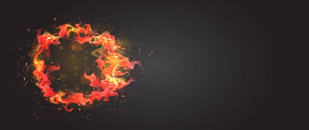 llamas de fuego realistas, vector 3d colección de fuego, luces rojas, chispas. - Vector, Imagen