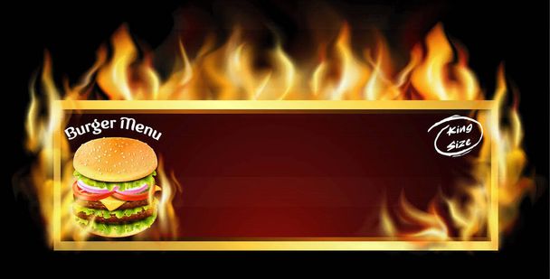 Deluxe king burger. 3d illustration. Fast food menu template for fastfood restaurant or cafe.  - Vector, Image