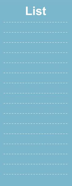 リストリマインダー垂直カードテンプレート絶縁ベクトルイラスト。空の白の水平点線青の背景を一覧表示するには. - ベクター画像