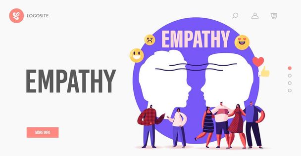 Merkit osoittavat empatiaa Landing Page malli. Emotionaalinen älykkyys, viestintätaidot, järki ja taivuttelu - Vektori, kuva