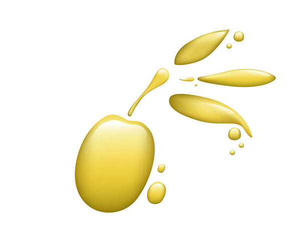 Olive oil concept of healthy tasty oil flowing oil with olive shape vector illustration on white background - Vector, Image