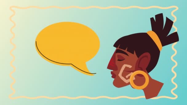 cultura azteca perfil nativo hablando animación - Metraje, vídeo