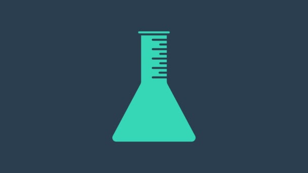 Icono de tubo de prueba de gasolina de aceite de turquesa aislado sobre fondo azul. Animación gráfica de vídeo 4K - Imágenes, Vídeo