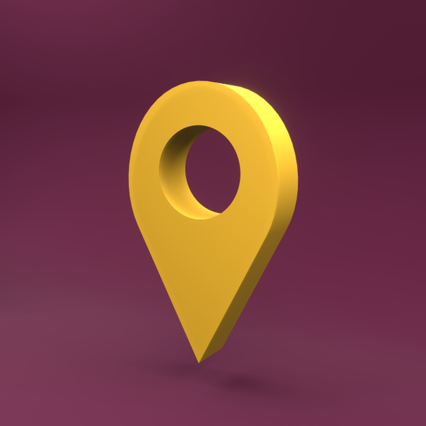 Sárga helyszín 3D ikon. 3D renderelési hely jel ikon - Fotó, kép