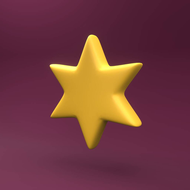 3D рендеринг шестиугольной иконки звезды. 3d star icon. Изолированная трехмерная шестиугольная звезда - Фото, изображение