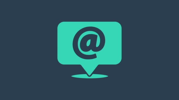 Türkis Mail und E-Mail auf Sprechblasensymbol isoliert auf blauem Hintergrund. Umschlag-Symbol E-Mail. E-Mail-Zeichen. 4K Video Motion Grafik Animation - Filmmaterial, Video