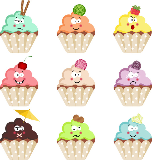 Emoticon Cupcakes - ベクター画像