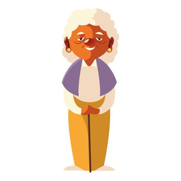 anciana, abuela mujer de dibujos animados senior - Vector, imagen