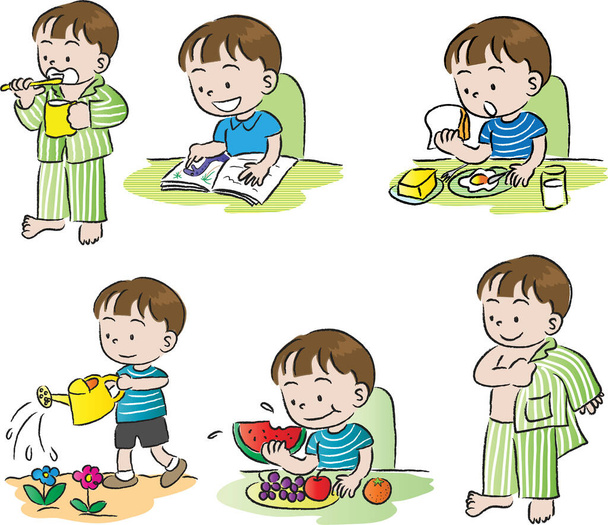 vector illustration of cartoon happy kids - Φωτογραφία, εικόνα