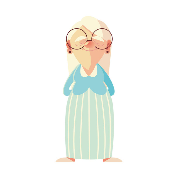 anciana, abuela divertida mujer de dibujos animados senior - Vector, Imagen
