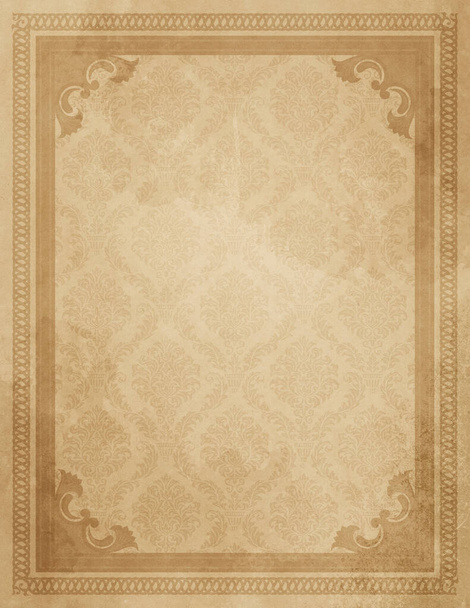 Vintage paper background with decorative border and ornament. - Foto, imagen