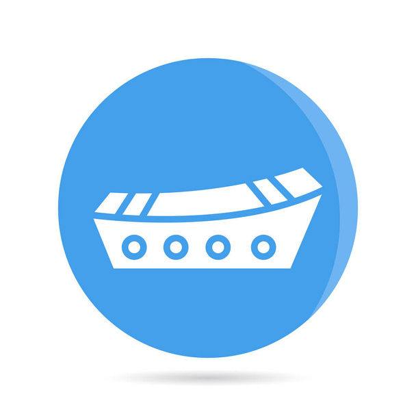 barco, barco, icono del barco en botón círculo azul - Vector, imagen