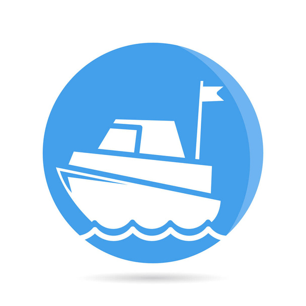船、ボート、ブルーサークルボタンの船のアイコン - ベクター画像