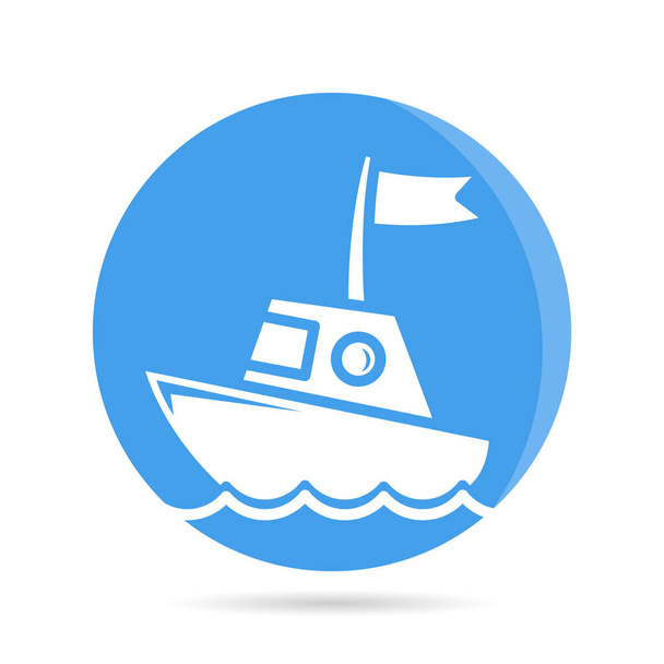 navio, barco, ícone do navio no botão azul círculo - Vetor, Imagem