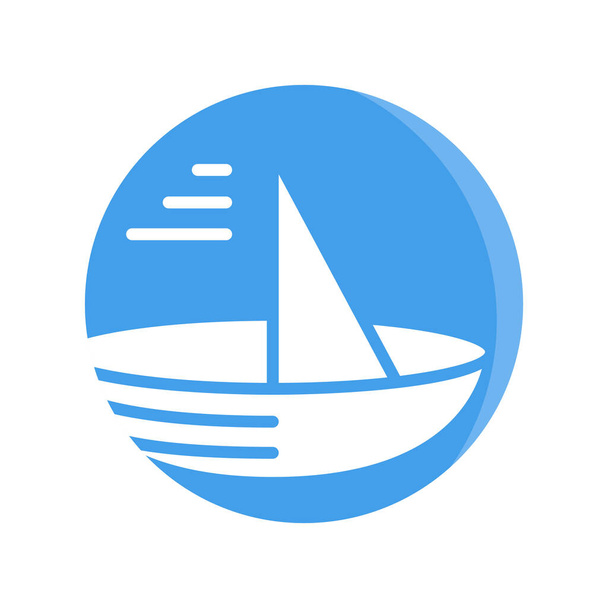 ship, sailing boat icon in blue round button vector - ベクター画像