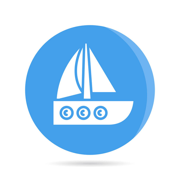 πλοίο, ιστιοφόρο εικονίδιο σε μπλε στρογγυλό κουμπί διάνυσμα - Διάνυσμα, εικόνα
