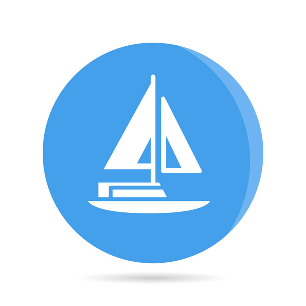 Schiff, Segelboot-Symbol im blauen runden Knopfvektor - Vektor, Bild