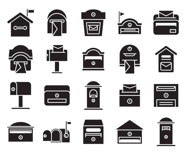 mailbox and postbox icons set vector - Vector, Image