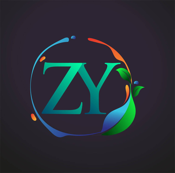Initial Letter ZY With nature elements Logo, colorful nature and environment logo. vector logo for business and company identity. - ベクター画像