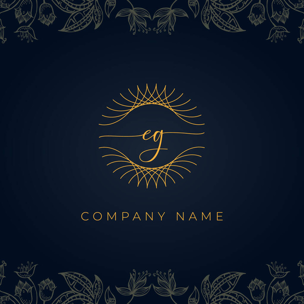 Elegant luxury letter EG logo. This icon incorporate with abstract rounded thin geometric shape in floral background.It will be suitable for which company or brand name start those initial. - Vector, Image