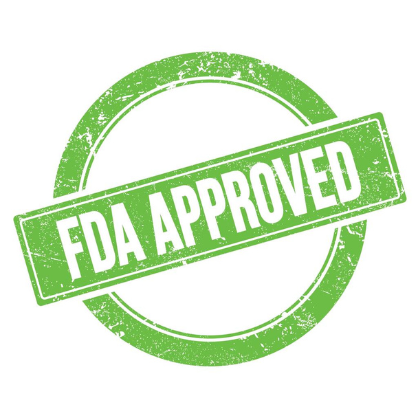 FDA HOMOLOGACJA tekst na zielonym grungy okrągły znaczek vintage. - Zdjęcie, obraz