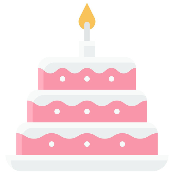 ケーキのアイコン、誕生日とパーティー関連のベクトルイラスト - ベクター画像