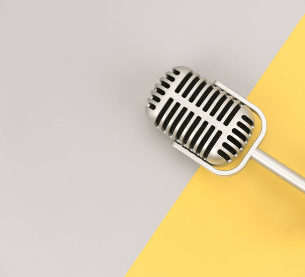 Retro microphone with copy space on color background - Photo, Image