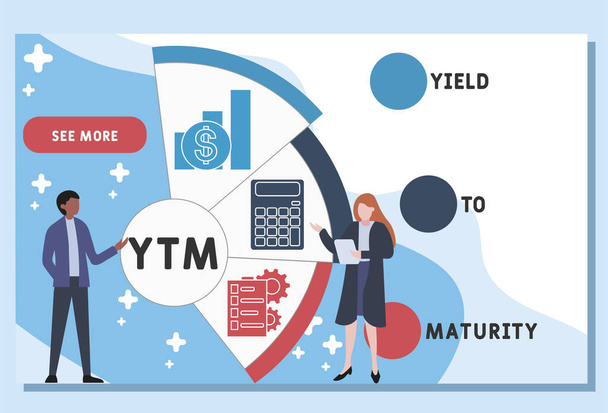 Vector Website-Design-Vorlage. YTM - Yield To Maturity Akronym. Business-Konzept Hintergrund. Illustration für Website-Banner, Marketing-Materialien, Geschäftspräsentation, Online-Werbung. - Vektor, Bild