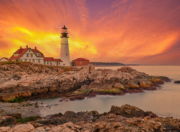 Portland Head világítótorony Cape Elizabeth, Maine, USA. - Fotó, kép