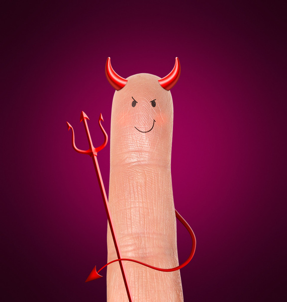 duivel op vinger - humor-contept - Foto, afbeelding