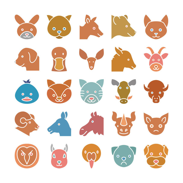 Animals and Birds Vector Icons Set which can easily modify or edit - Vector, Image