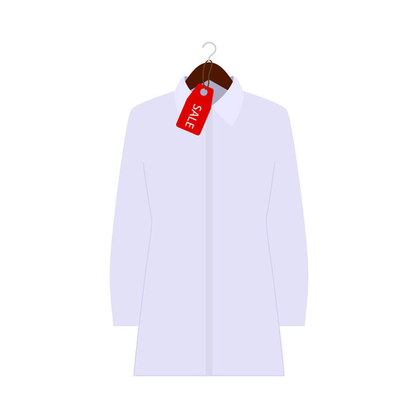 Blouse On Hanger With Sale Tag Icon. Flat Color Design. Vector Illustration. - Vector, Image