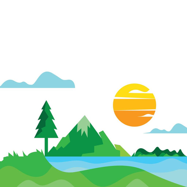ландшафт гірська річка Векторні ілюстрації дизайн шаблон веб
 - Вектор, зображення
