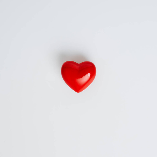 close up red heart shape symbol on white background copy space for text - Фото, зображення
