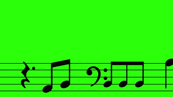 Siluetas negras musicales notas animación grupo croma clave - Metraje, vídeo
