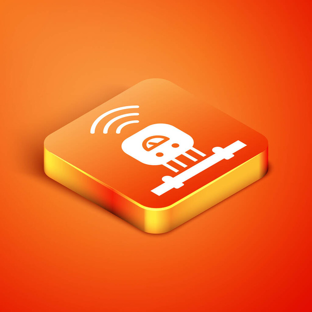 Isometric Smart sensor system icon isolated on orange background. Internet of things concept with wireless connection.  Vector. - Vector, Image