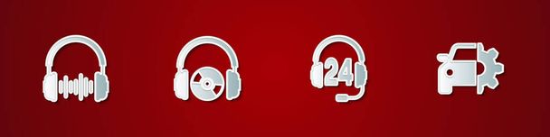 Set Headphone and sound waves, Headphones CD or DVD, for support and Car service icon. Vector. - Vector, Image