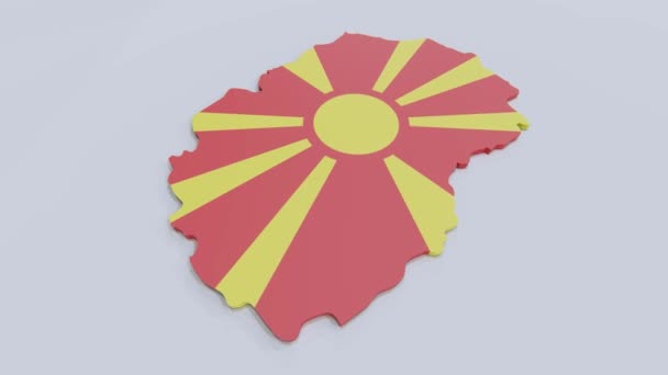 Map of North Macedonia with Macedonian flag - Footage, Video