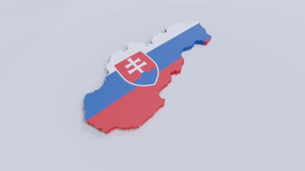 Map of Slovakia with Slovakian flag - Footage, Video